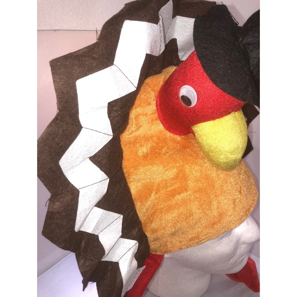 Thanksgiving Plush Turkey Hat Bundle of 2 Festive Novelty Costume Accessory